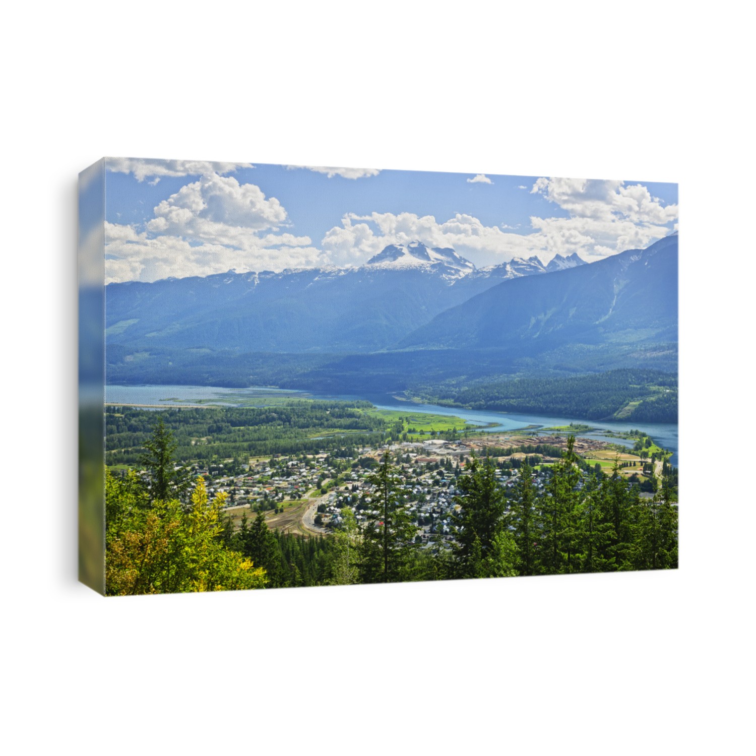 View of Revelstoke and Canadian Rockies in British Columbia, Canada