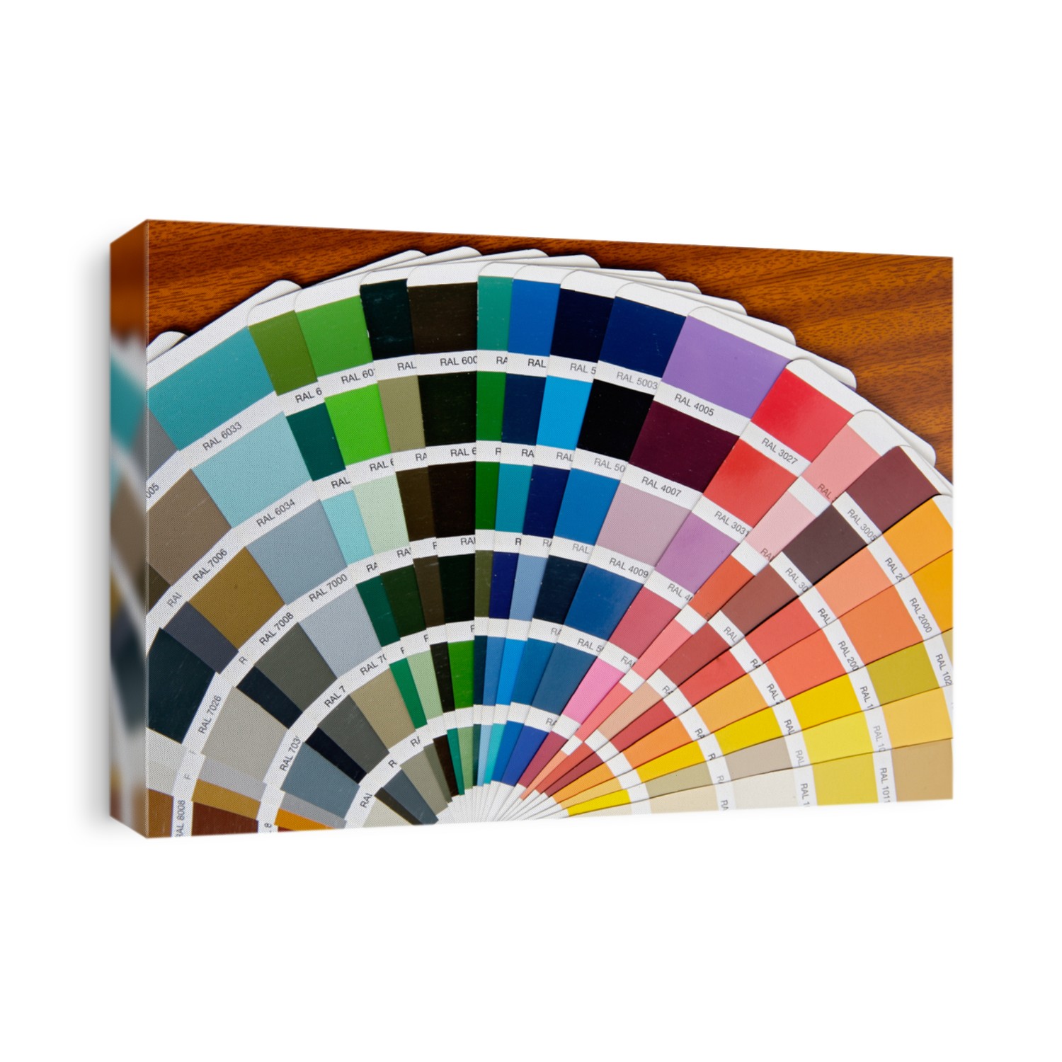 a photo of a fan of colors in the table